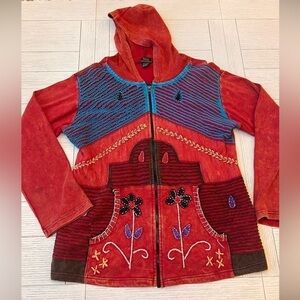 Rising International brand full zip hooded jacket with‎ adorable detail. Size L
